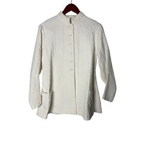 Egg Trading London Cream Cotton Quilted Garden Jacket handstitched khadi sz S